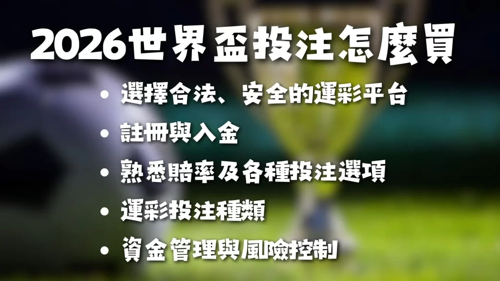 2026世界盃投注 世界盃下注 世界盃運彩